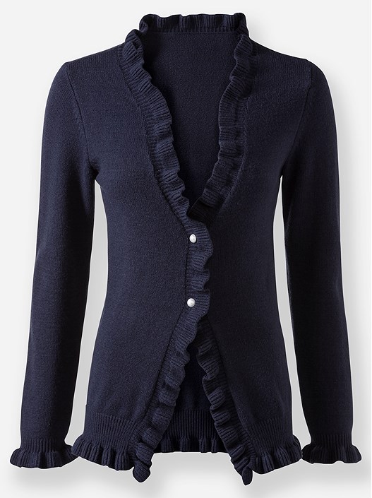 Creation L Navy Ruffle Trim Cardigan From Creation L