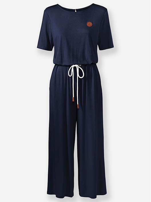 Creation L Navy Tie Waist Jersey Jumpsuit From Creation L