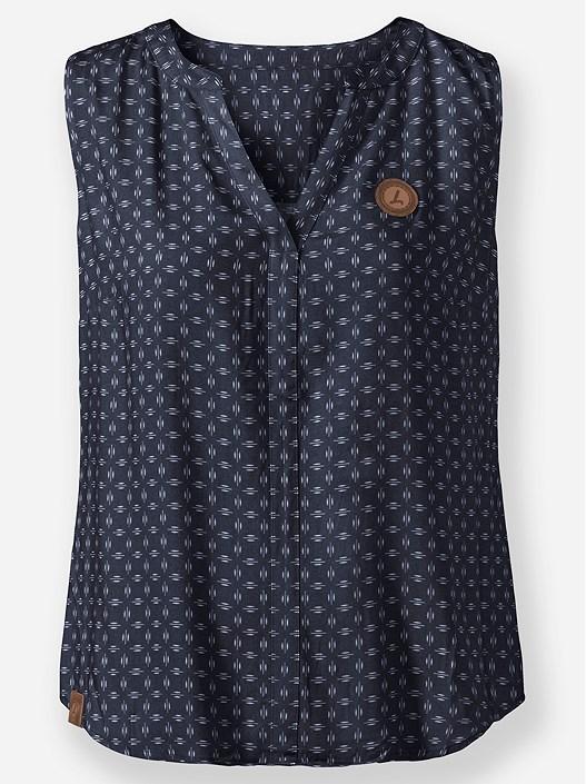 Creation L Navy-White-Printed Printed Sleeveless Blouse