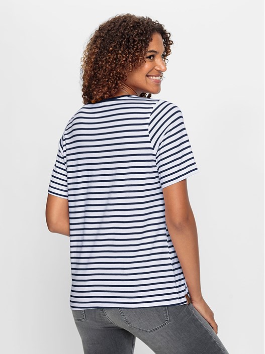 Creation L Navy-White-Striped Classic Striped Shirt