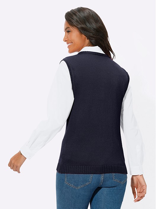 Creation L Navy Zip Up Knitted Vest From Creation L