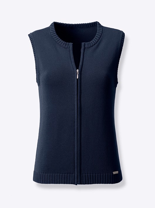 Creation L Navy Zip Up Knitted Vest From Creation L
