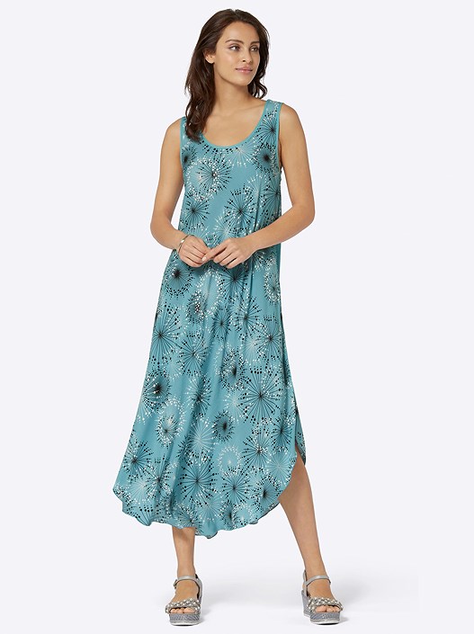 Creation L Ocean-Graphite-Printed Flowy Floral Midi Dress From Creation L