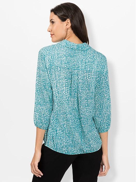 Creation L Ocean-White-Printed Dotted Button Panel Blouse