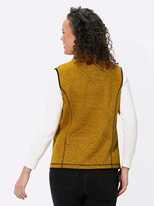 Creation L Ocher-Black-Patterned Heather Fleece Vest