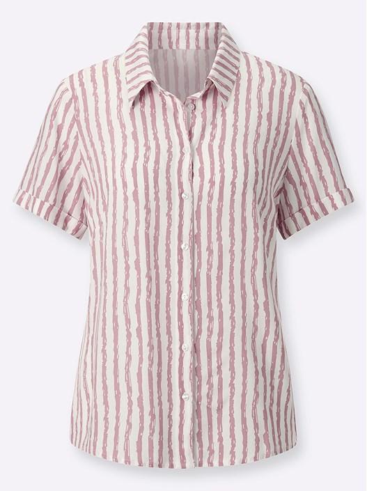 Creation L Old Rose-Ecru-Striped Striped Button Up Blouse
