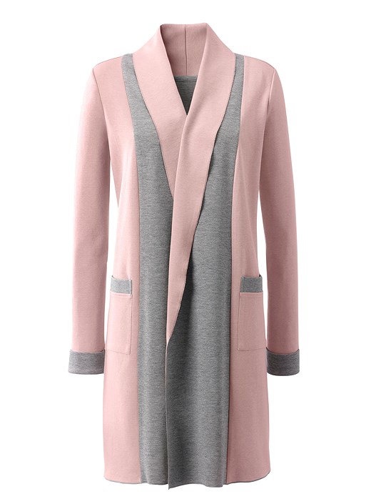 Creation L Old Rose-Grey-Mottled Contrasting Shawl Collar Cardigan From Creation L