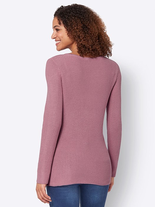 Creation L Old Rose Ribbed Button Detail Sweater From Creation L