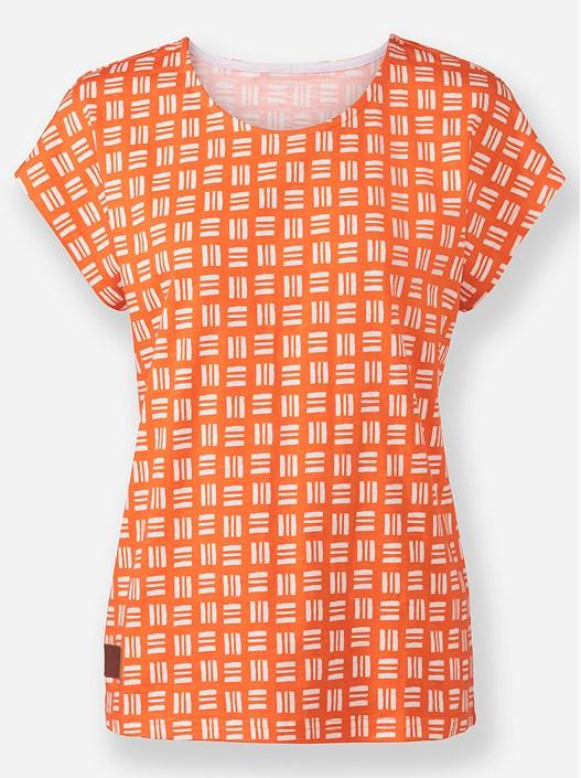 Creation L Orange-Ecru-Printed Short Sleeve Printed Shirt