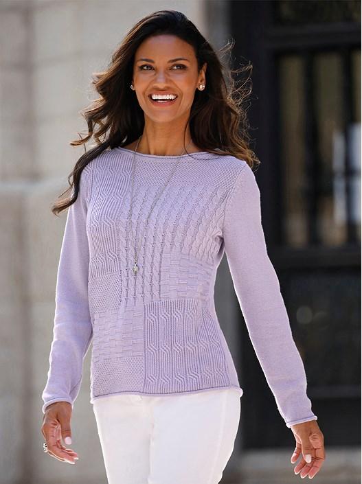 creation l Pale Lilac Knitted Pattern Sweater from creation L