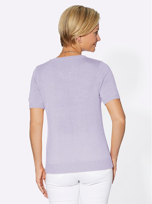 Creation L Pale Lilac Open Knit Short Sleeve Sweater From Creation L