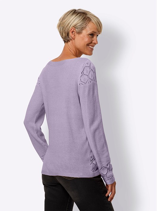 Creation L Pale Lilac Textured Knit Pattern Sweater From Creation L