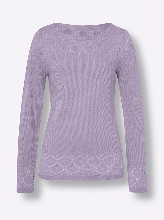Creation L Pale Lilac Textured Knit Pattern Sweater From Creation L