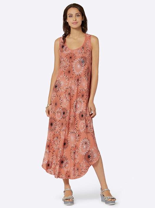 Creation L Papaya-Graphite-Printed Flowy Floral Midi Dress From Creation L