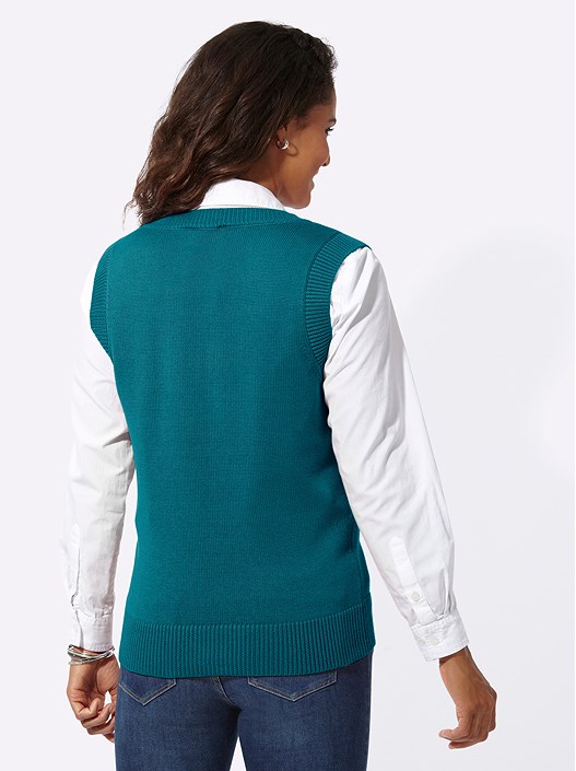 Creation L Petrol Ribbed Hem Sweater Vest From Creation L