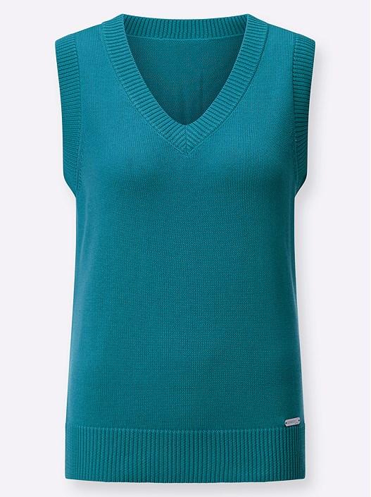 Creation L Petrol Ribbed Hem Sweater Vest From Creation L