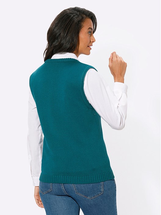 Creation L Petrol Zip Up Knitted Vest From Creation L