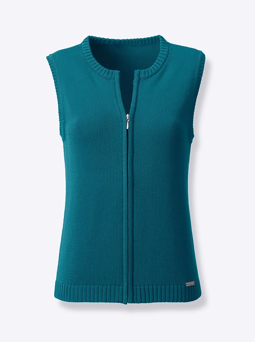 Creation L Petrol Zip Up Knitted Vest From Creation L