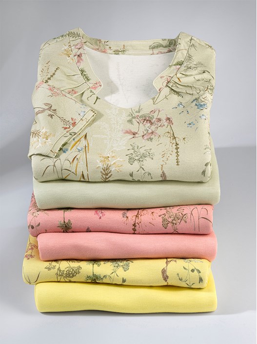 Creation L Pistachio-Printed Pleated Neckline Shirt