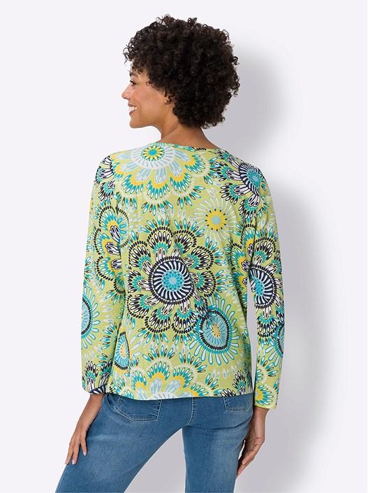 Creation L Pistachio-Turquoise-Printed Boho Print Shirt
