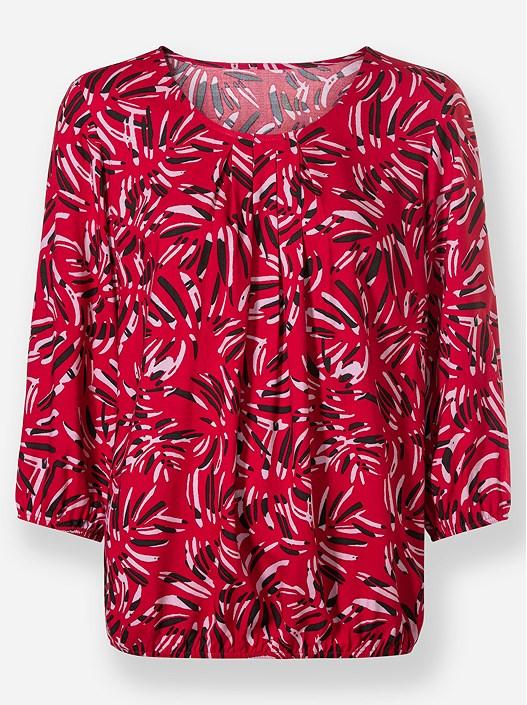 Creation L Red-Graphite-Printed Printed 3/4 Sleeve Blouse