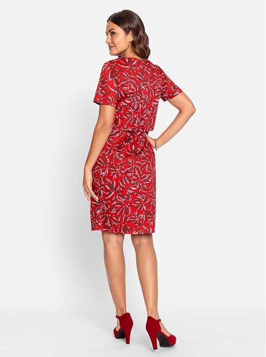 Creation L Red-Graphite-Printed Printed Layered Look Dress From Creation L