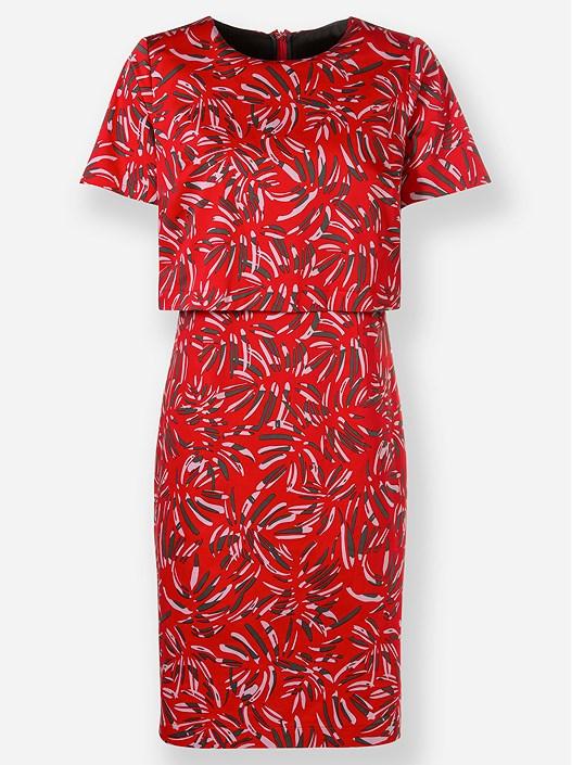 Creation L Red-Graphite-Printed Printed Layered Look Dress From Creation L