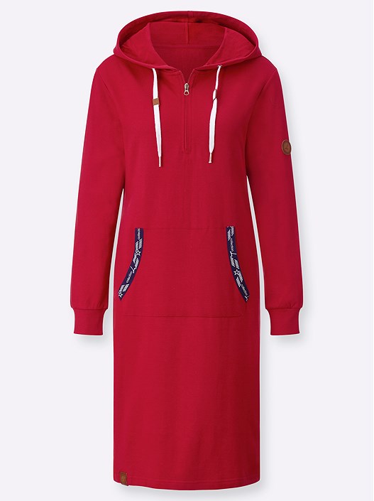 Creation L Red Hooded Sweatshirt Dress From Creation L