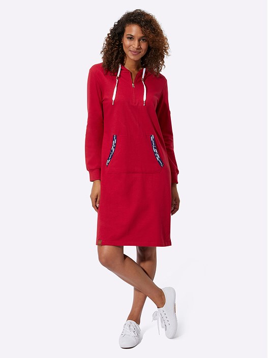 Creation L Red Hooded Sweatshirt Dress From Creation L