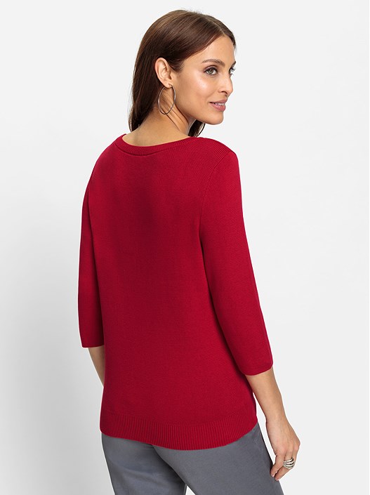 Creation L Red Keyhole Embellished Sweater From Creation L