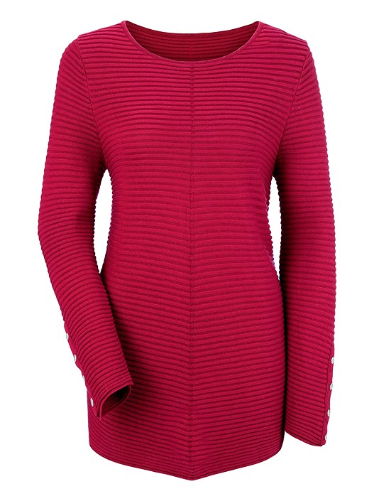 Creation L Red Tapered Hem Ribbed Sweater From Creation L