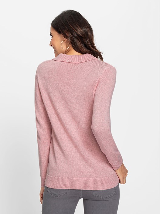 Creation L Rose-Quartz-Mottled Polo Sweater From Creation L