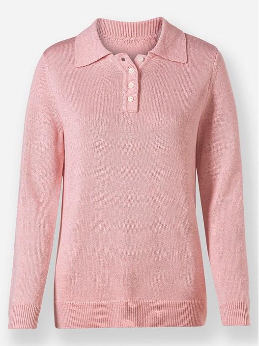 Creation L Rose-Quartz-Mottled Polo Sweater From Creation L