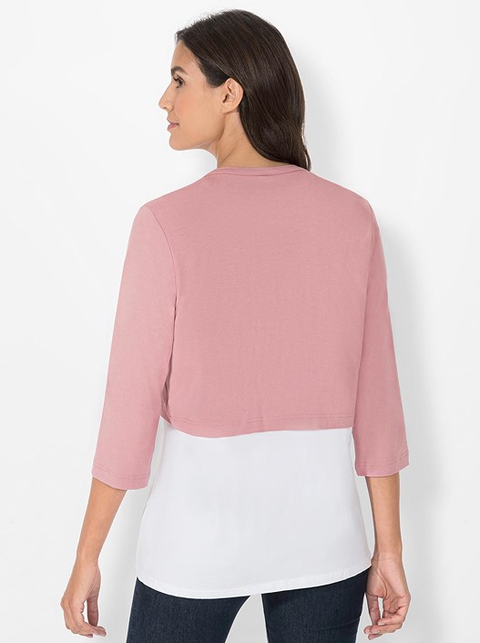 Creation L Rose Quartz Piped V-Neck Bolero From Creation L