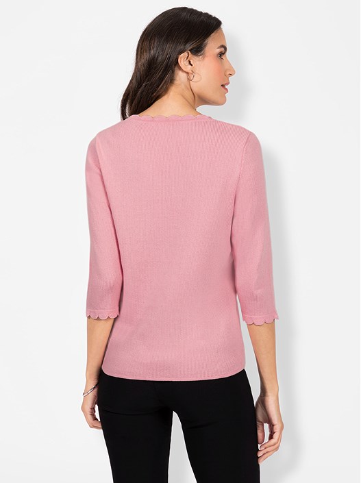 Creation L Rose Quartz Scalloped Hem Sweater From Creation L