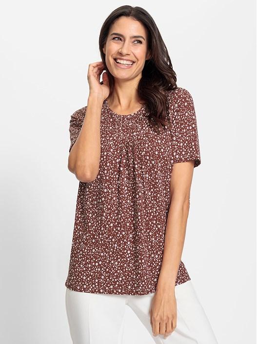 Creation L Russet-White-Printed Polka Dot Print Tunic