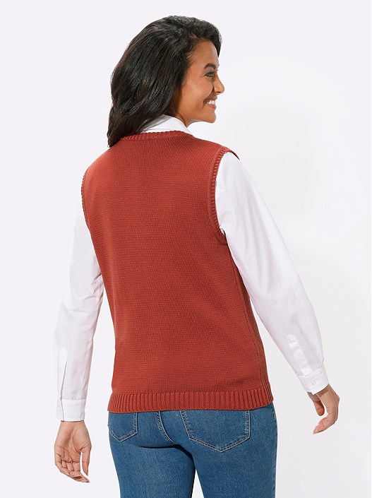 Creation L Rust Zip Up Knitted Vest From Creation L