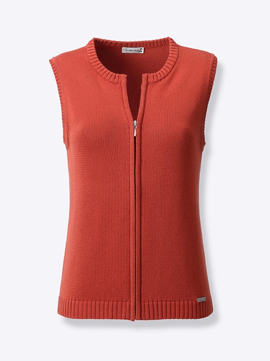Creation L Rust Zip Up Knitted Vest From Creation L