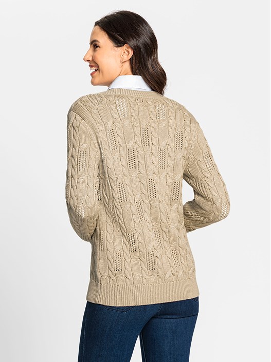 Creation L Sand Cable Knit Cardigan From Creation L