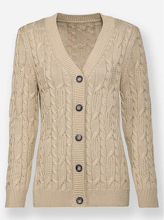 Creation L Sand Cable Knit Cardigan From Creation L
