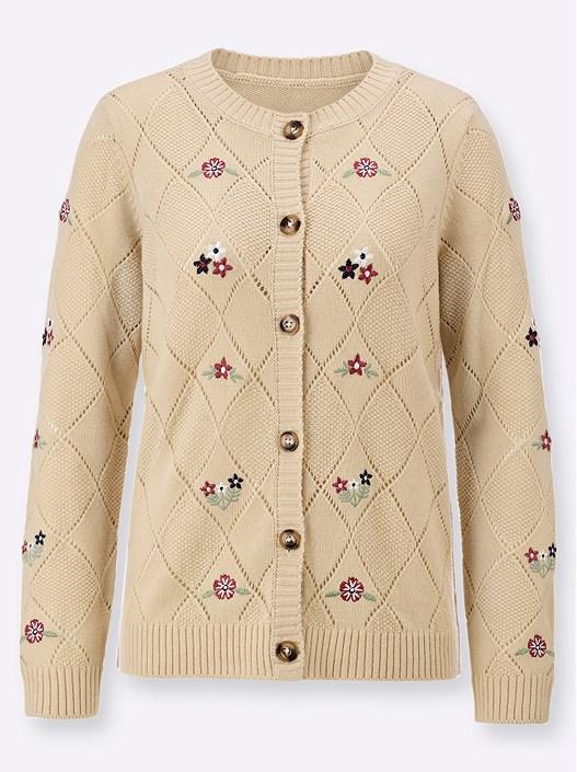 Creation L Sand Floral Open Knit Cardigan From Creation L