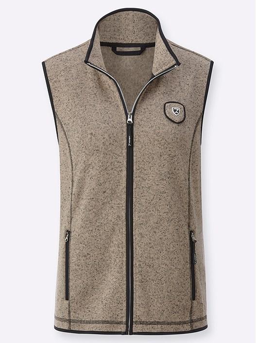 Creation L Sesame-Black-Patterned Heather Fleece Vest