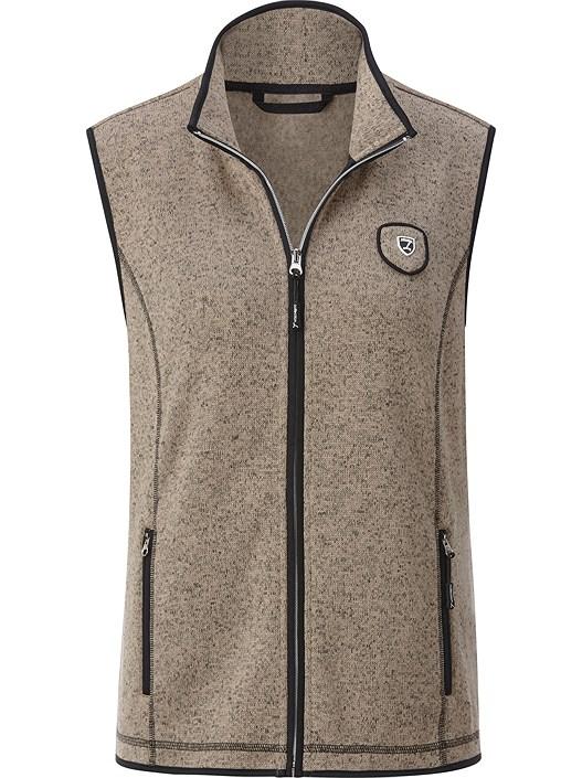 creation l Sesame-Black-Patterned Heather Fleece Vest