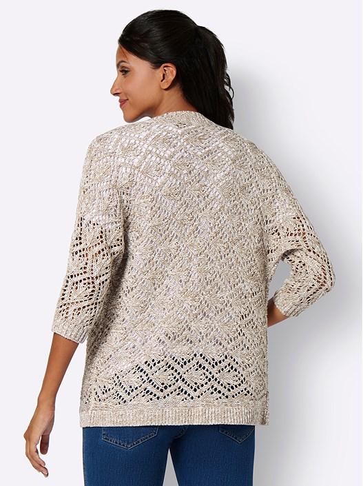 Creation L Sesame-Ecru-Mottled Open Knit Cardigan From Creation L