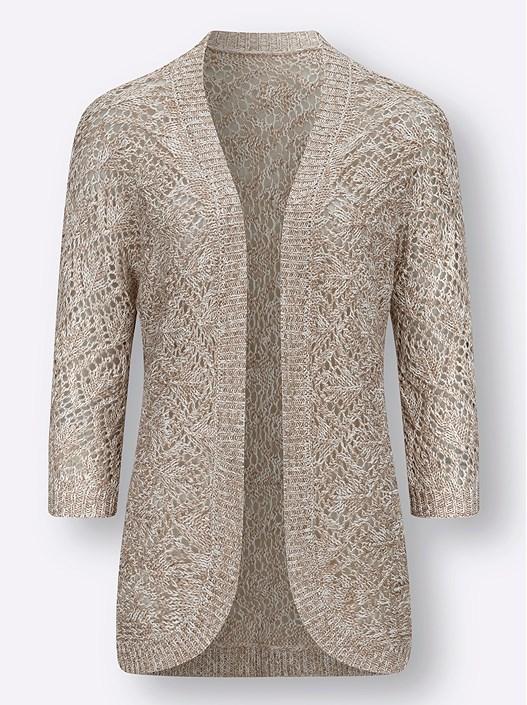Creation L Sesame-Ecru-Mottled Open Knit Cardigan From Creation L