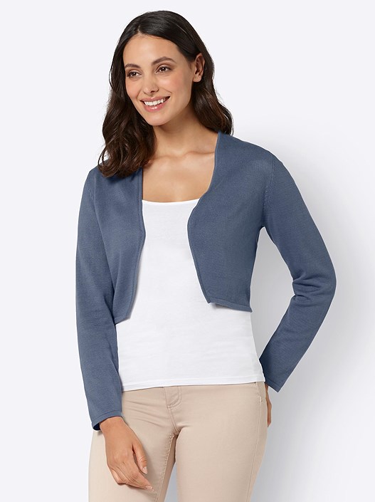 creation l Smoky Blue Cropped Open Bolero from creation L