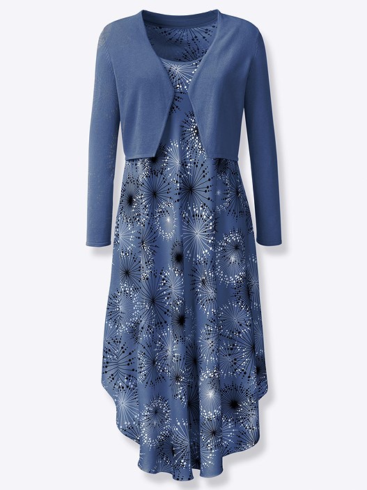 Creation L Smoky-Blue-Graphite-Printed Flowy Floral Midi Dress From Creation L