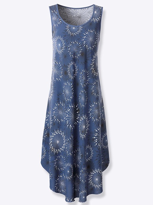 Creation L Smoky-Blue-Graphite-Printed Flowy Floral Midi Dress From Creation L