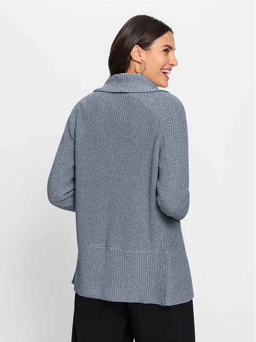 Creation L Smoky Blue-Mottled Shawl Collar Cardigan From Creation L