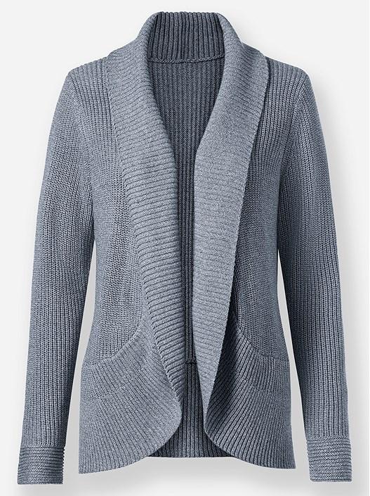 Creation L Smoky Blue-Mottled Shawl Collar Cardigan From Creation L